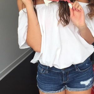 Off he shoulder white linen top